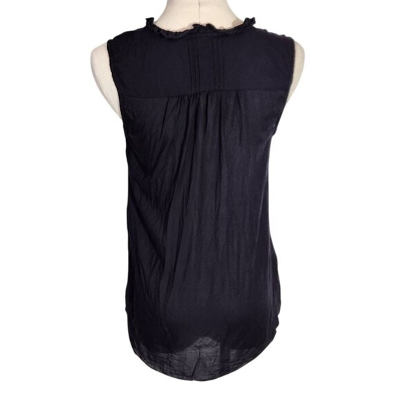 Anthropologie Holding Horses Black Ruffle Neck Pleated Viscose Blouse Size 2 - Picture 3 of 14